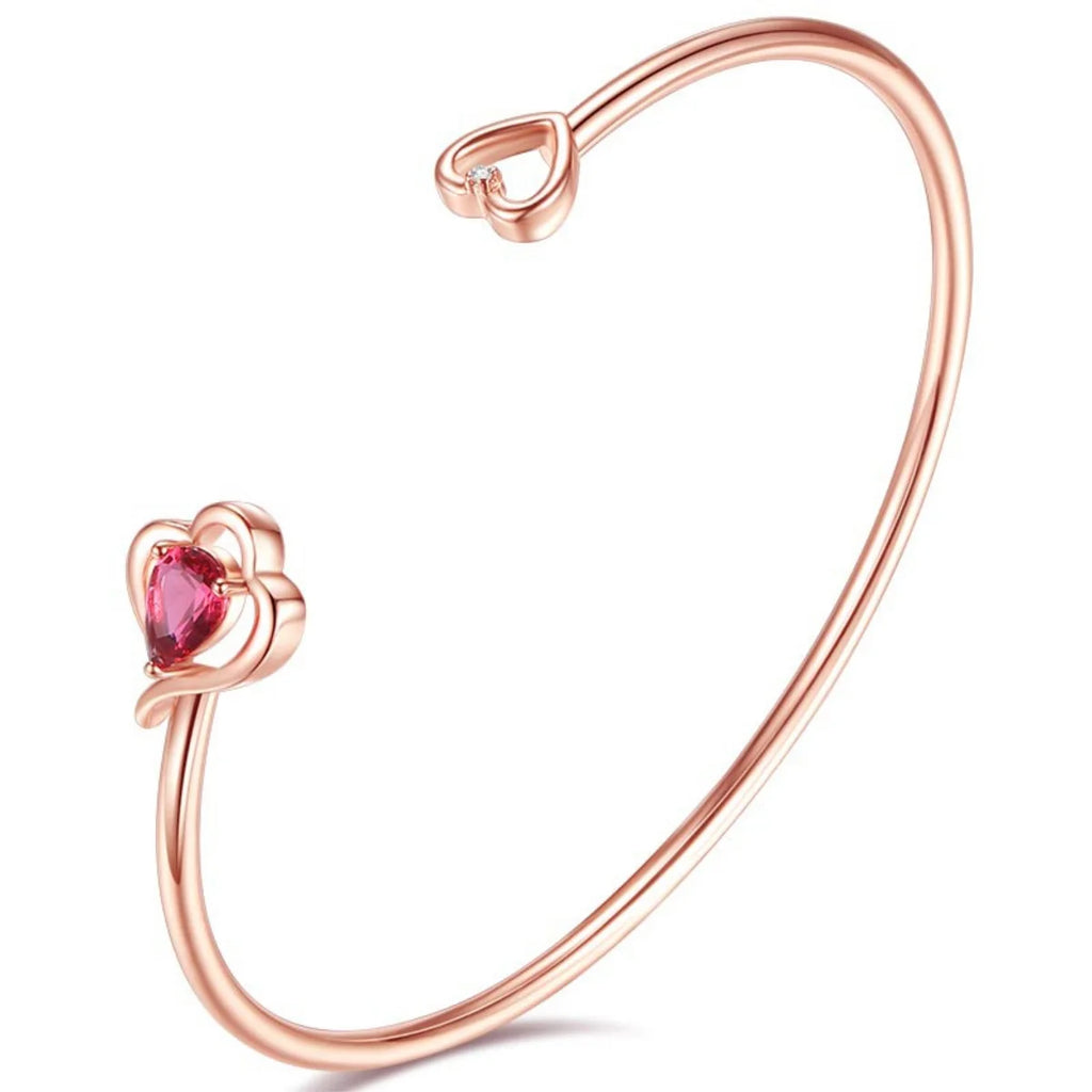 Rose Gold Moissanite Heart Bangle