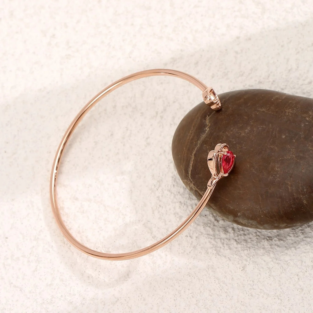 Rose Gold Moissanite Heart Bangle
