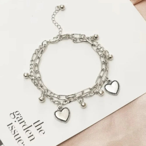 Delicate Layered Heart Bracelet